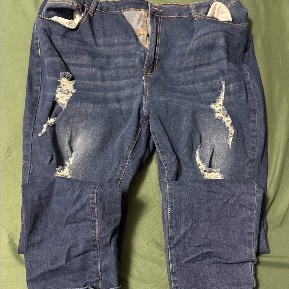 Distressed Blue Jeans